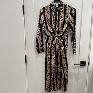 ASOS Liquorish Leopard Twist Front Shirt Dress